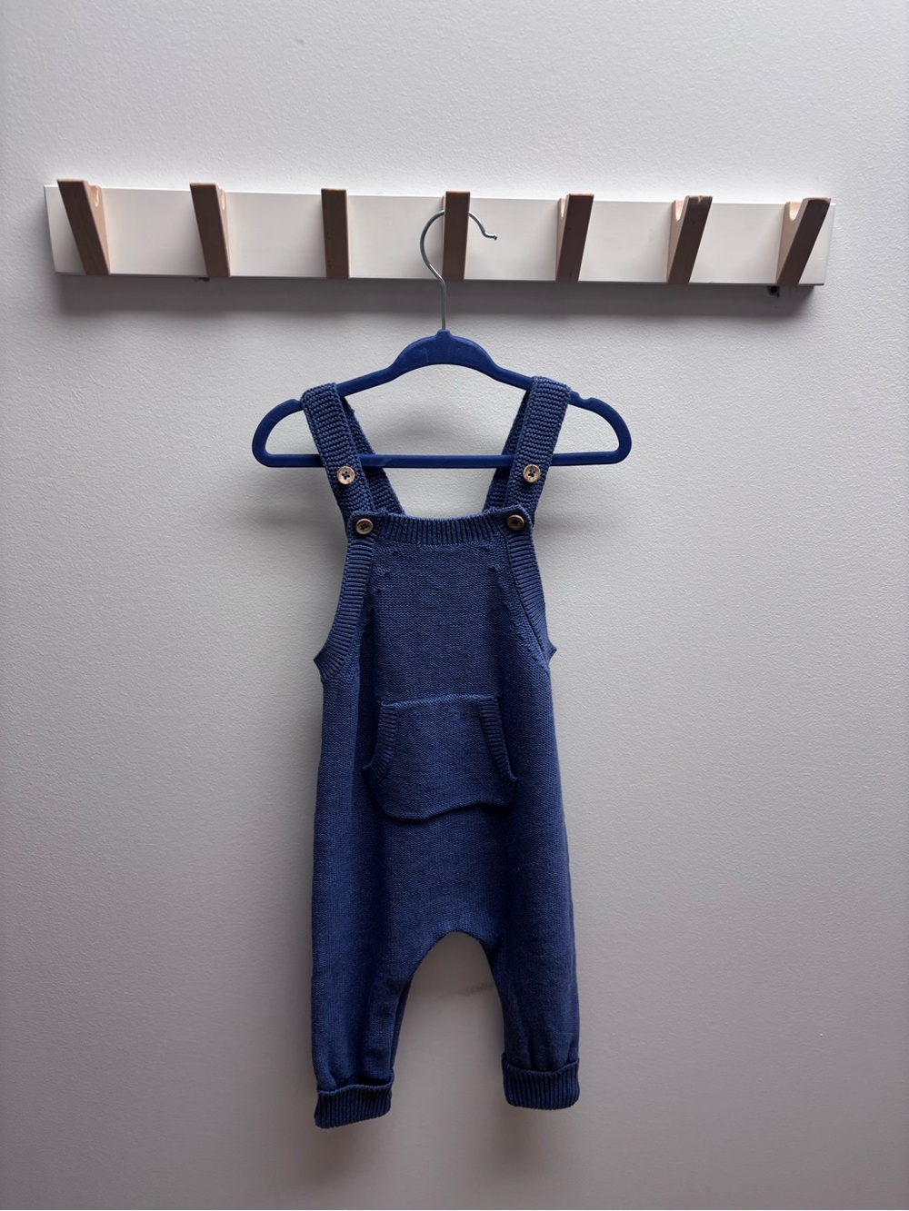 Rise Little Earthlings Infant Knit Overalls in Slate Blue
